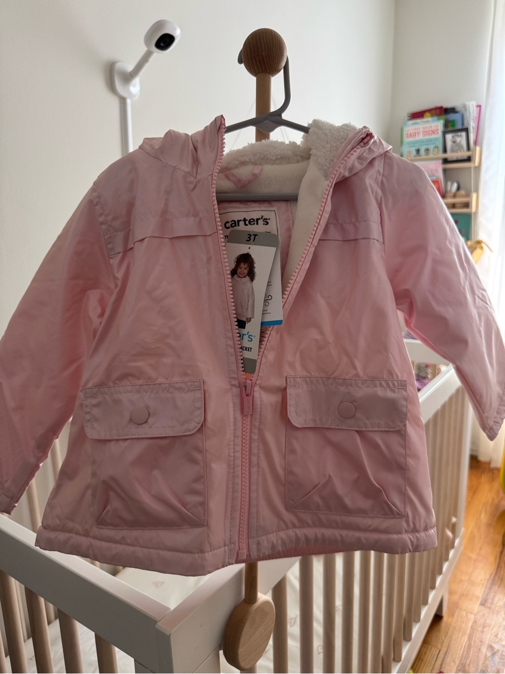 Carter's Light Pink Hooded Raincoat with Plush Lining